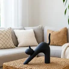 Escultura Gato – Arte com Design Exclusivo Estilo Moderno e Elegância Minimalista de Luxo Quarto