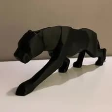 Escultura Pantera Geométrica Decorativa | Estátua Moderna em PLA | Decoração Sala Quarto Escritório