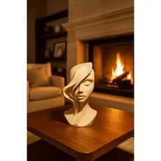 Escultura Decorativa Minimalista Rosto Feminino – Estátua Moderna para Sala, Escritório e Decoração