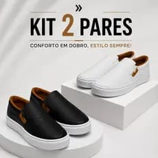 kit 2 sapatilhas casual slip on leve macia confortavel antiderrapante promoção