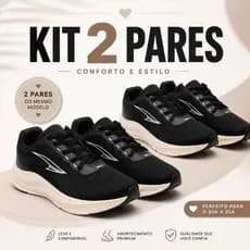 kit 2 pares de tenis corrida caminhada dia a dia antiderrapante super leve macio e confortavel