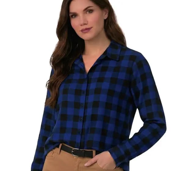 Blusa Feminina Camisa Social Xadrez Manga Longa Botão Camisete Moda Evangélica Trabalho Plus Size