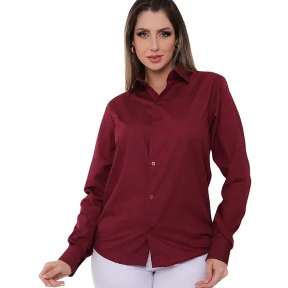 Blusa Camisa Social Feminina P Ao G3 Plus Size Crepe Manga Longa Não Amassa