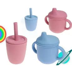 Kit de treinamento infantil de silicone com copo de bico ou canudo e tigela ursinho para Transição Bebês