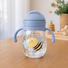 Copo de Transição Azul Abelinha Infantil 350ml Retrátil BPA Free Antivazamento Copo Para bebê
