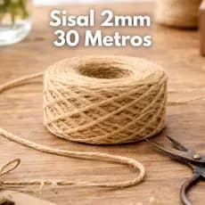 Fio de Sisal Rolo 30 metros 2mm Corda Cordão
