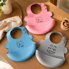 Babador Infantil De Silicone com Papa Migalhas Macio Bebês Livre Bpa