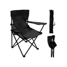 Cadeira Dobrável Camping/Pesca Preta 120kg com Porta-Copos + Bolsa de Transporte JustGoFit