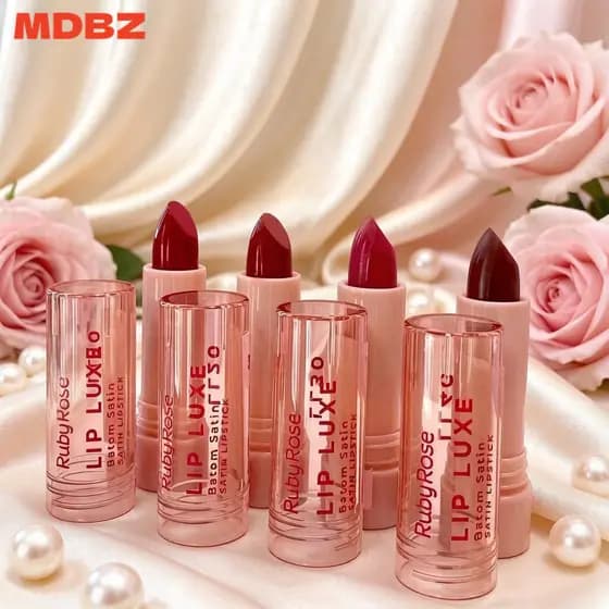 Batom Líquido Ruby Rose Satin Lip Luxe | Brilho Natural, Hidratação e Conforto nos Lábios - HB-L6000
