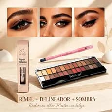 Rímel Belle Angel + Ruby Rose Delineador + Sombra – Volume e Definição com Toque Suave B039+B013+2400
