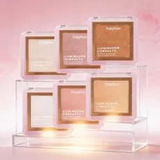 Iluminador Compacto Ruby Rose Cream Powder Dia e Noite - Glow Natural Textura Fina e  Aveludada HB-859