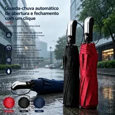 Guarda-Chuva Automático Abre e Fecha – Blackout Proteção Solar, Reforçado Contra Vento LEN-1262