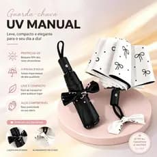 Guarda-Chuva Automático com Laço e Bolinhas – Proteção Solar, Uso para Chuva e Sol com Toque Elegante LEN-1296