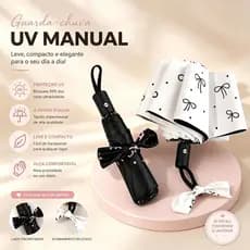 Guarda-Chuva Automático com Bolinhas e Laço – Uso para Sol e Chuva, Proteção Solar com Estilo Leve LEN-1296