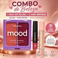Ruby Rose Mood Duo de Blush – Receba como Brinde Mini Batom e Mini Iluminador (Aleatório)
