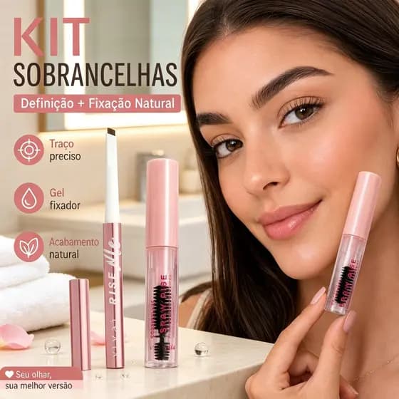 Kit 2 em 1 para Sobrancelhas – Lápis Vivai + Gel Ruby Rose – Definição Prática e Fixação