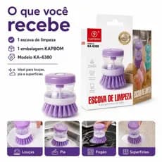 Escova Compacta com Sabão para Louça e Fogão – Ideal para Pia e Bancada na Cozinha