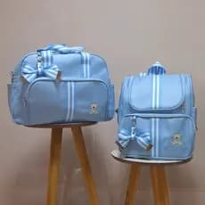 Kit Bolsa de Bebê e Mochila Maternidade Urso Azul Claro