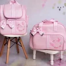 Kit Bolsa de Bebê e Mochila Maternidade Borboleta Rosa Bebê