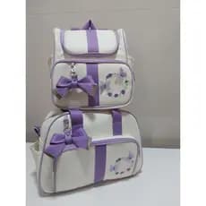 kit Bolsa de bebê e Mochila Maternidade 2 peças Bege com Lilás