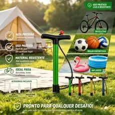 Bomba de Ar 50cm Portátil – Alta Pressão para Futebol, Vôlei, Basquete e Bike
