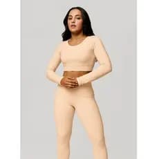 Conjunto Feminino Para Academia, Yoga, Pilates Com Blusa Manga Comprida + Calça