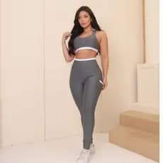 Conjuntinho Feminino Academia Confortável Top + Legging com Bolso Tendência.