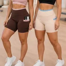 Kit 2 Shorts Feminino Academia com Bolsos Laterais