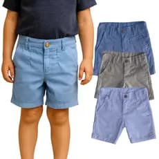 Bermuda linho Infantil menino Short bebê Juvenil verão com regulagem