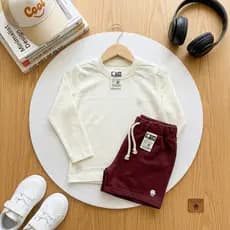 Conjunto de inverno Bebê menino roupa de frio manga comprida + short moletom