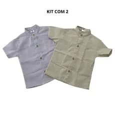 Kit 2 Camisas Gola padre infantil menino verão