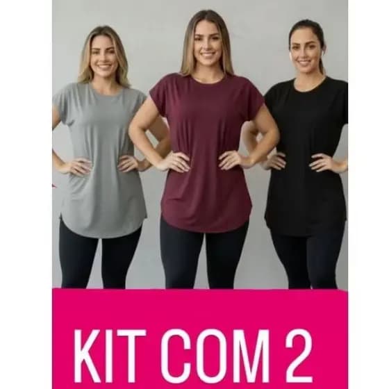 Kit 2 Blusa Academia Feminina Tapa Bumbum Long Compridas Fitness Sobre Legging De Academia