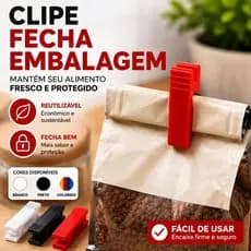Kit 10 Clipes Fecha Embalagem Selador Prendedor de Pacote Saco Lacre Cozinha Reutilizável
