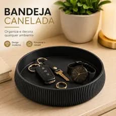Bandeja Decorativa Organizadora Porta Chaves Joias Óculos Canelada Multiuso Mesa Cabeceira 15cm
