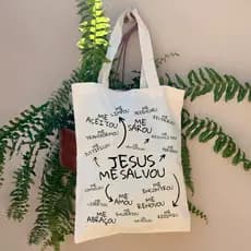 Ecobag Crista Jesus Me Salvou Religiosa Crista Algodao CRU Bolsa de Praia Casual Envio Imediato