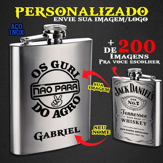 Cantil de inox Personalizado Porta Bebida Whisky Personalização Laser Casamento Padrinhos