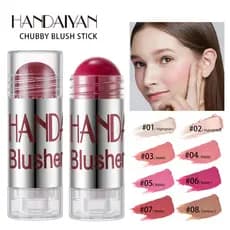 6 cores Chubby Crayon Lip Cheek Blush Stick de dupla utilização, caneta Rouge hidratante creme sólido