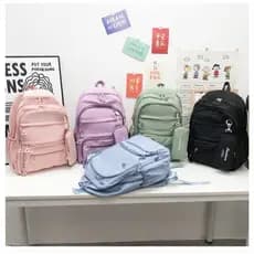 Mochila Escolar Faculdade Com Estojo De Grande Capacidade Para Estudante Feminina Color Candy Cores