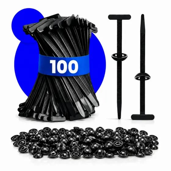 Kit 100 Unidades De Abraçadeiras Com Travamento Automático em T Fivela Universal De Nylon