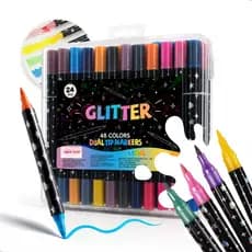 Marcador metálico 12/24/36/48 caneta de glitter de cabeça dupla marcador de cabeça dupla brilhante