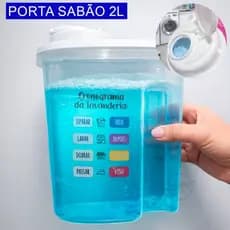 Porta Sabão 1 ou 2 Pó Liquido Lavanderia Organizada Com Tampa 2 Litros Qualidade