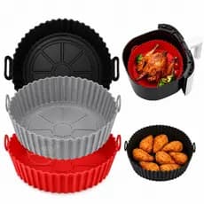 Kit 1/2/3 Forma De Silicone 20CM Air Fryer Forno Microondas Assadeira Reutilizável Antiaderente