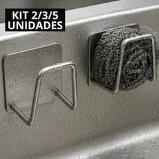 Kit 2 Suporte Aço inoxidável Gancho Porta Esponja para bucha de Pia Prateleira de Cozinha
