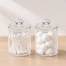 Porta Cotonetes E Algodão Organizador Com Tampa 11cm Acrílico Multiuso Universal Prático