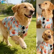 Roupa para Cães Camisa Havaiana para Cães Grandes Respirável Tamanho Grande Golden Retriever Verão Para Fotos