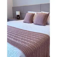 Kit Peseira Manta Cama Casal Queen King + Capas Almofadas Luxo Decorativa Tricot Quarto Sala Sofá FI