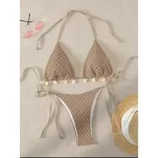 Biquíni Push Up De Tecido Especial Feminino Com Decoração De Concha