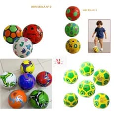 KIT 5/6/7/8/9/10/15/20 Bola de Futebol Infantil Couro Tamanho Número 2 Nº2 Couro Sintético Estampa Sortida