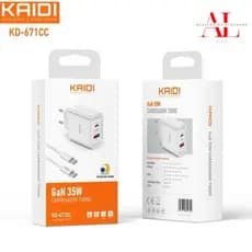 Carregador Celular Kaidi Turbo 35w Saída Usb-c + Usb Branco