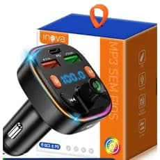 INOVA Adaptador Veicular QC3.0 + Bluetooth 5.0: Transmissor FM, MP3 Player, Áudio Estéreo Modulação